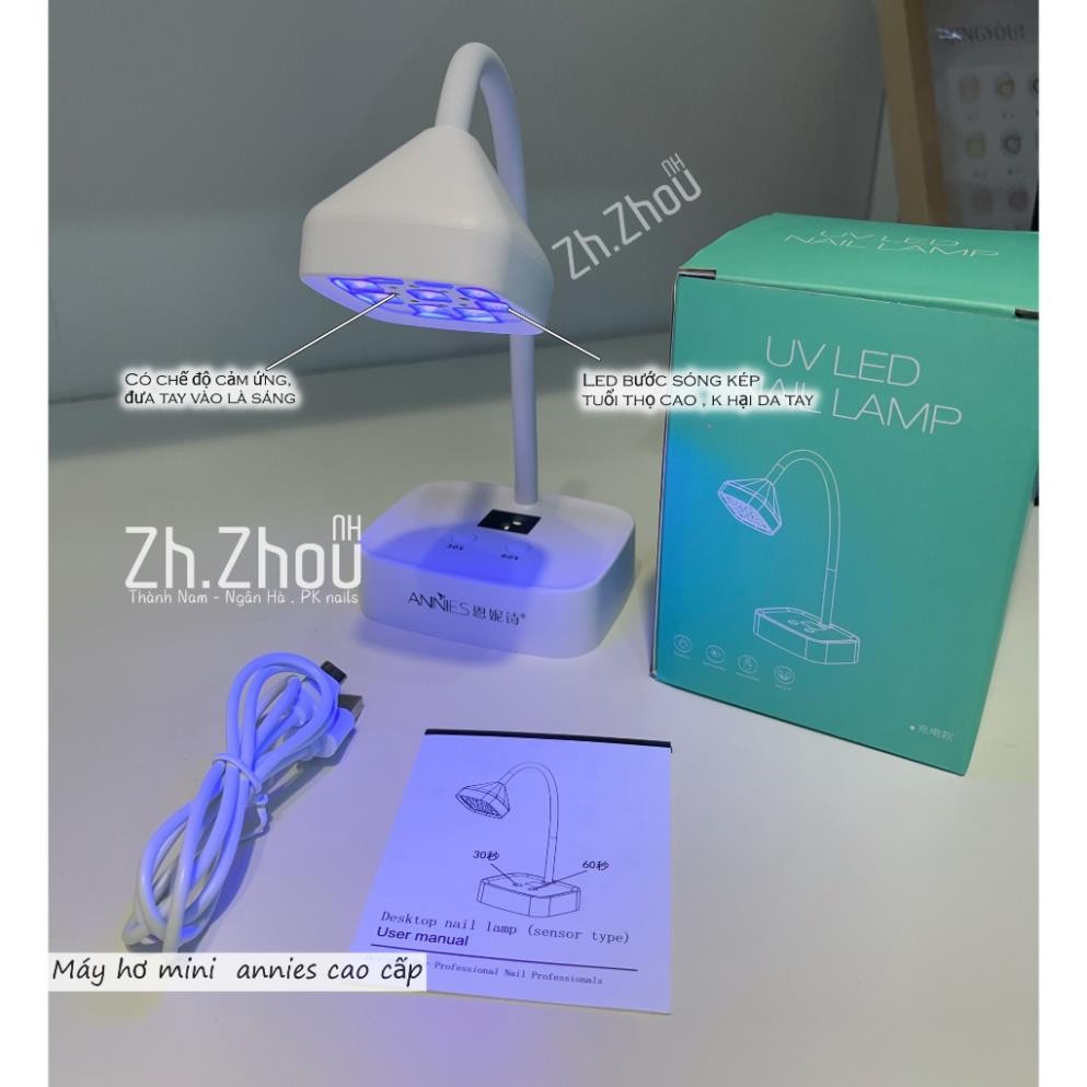 Đèn hơ mini cảm ứng tích điện 9 bóng led, đèn hơ mini để bàn xoay 360, máy hơ mini
