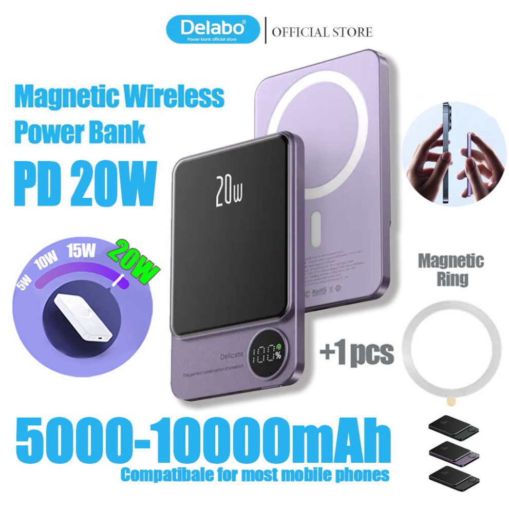 Original PD 20W Pin Sạc Dự Phòng Không Dây Delabo 10000mAh Từ Tính Cho ...