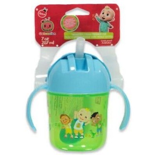 [ Hàng Mỹ ] Cốc tập uống có ống hút, cốc uống nước, bình nước tập uống Cocomelon, Babyshark Pinkfong cho bé từ 9m+ 200ml