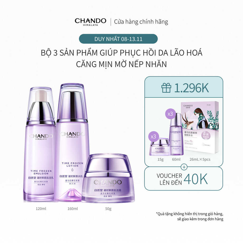 Bộ 3 Sản phẩm CHANDO Himalaya Giúp Phục Hồi Da Lão Hoá Căng mịn Mờ nếp ...