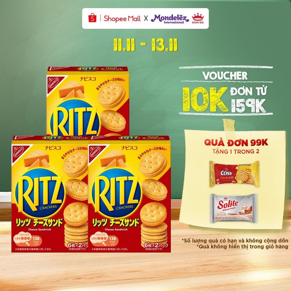 Bánh Quy Ritz Kẹp Kem Phô Mai, Combo 3 Hộp X 106G (Hàng Xuất Khẩu Thị ...