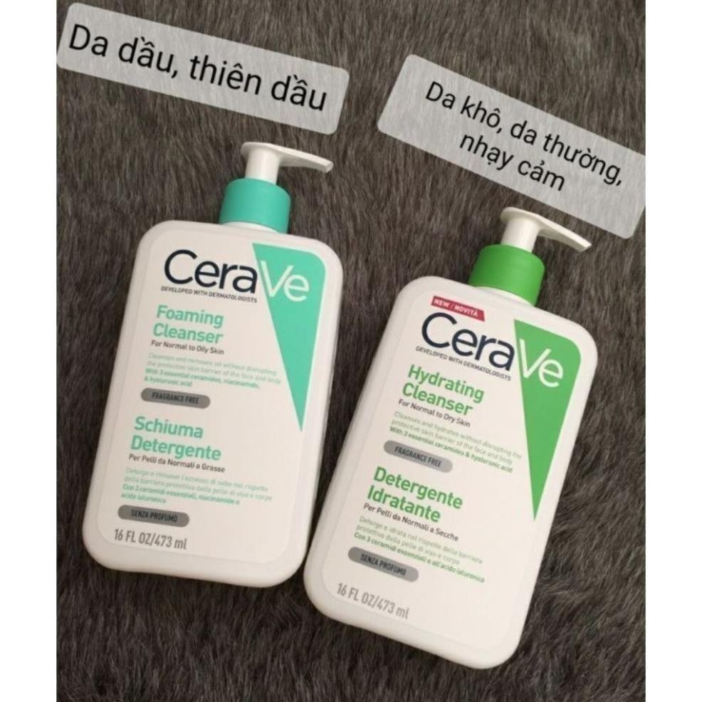 Sữa Rửa Mặt Cerave Cho Da Dầu Da Nhậy Cảm Bản Pháp Có Bill 236 ML - 473ML