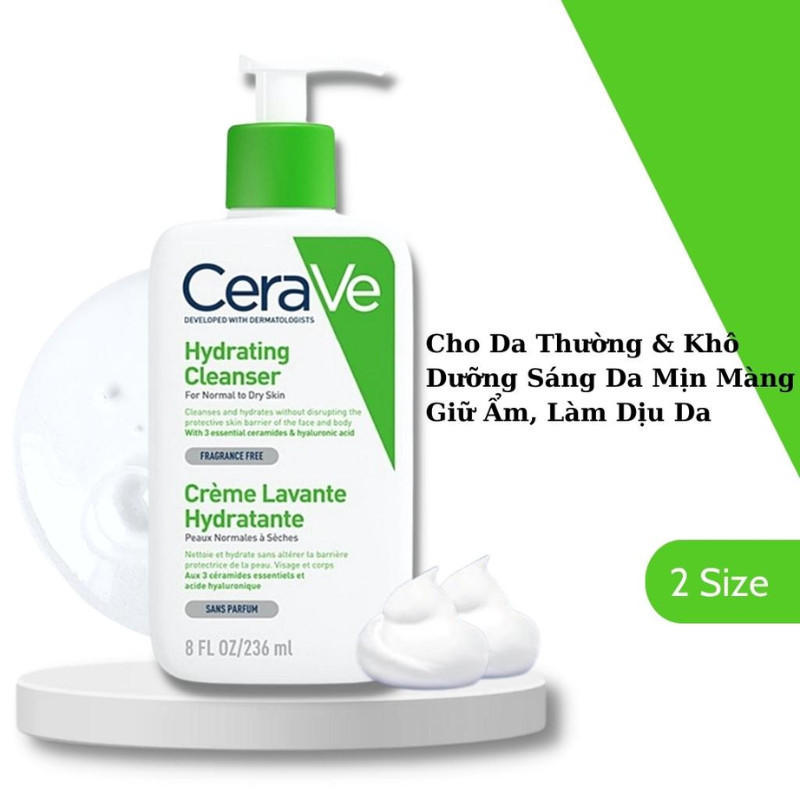 Sữa Rửa Mặt CeraVe Foaming Cleanser 236ml Chính Hãng Cho Da Dầu, Da Khô, Mụn Nhạy Cảm