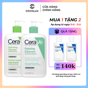 Sữa rửa mặt CeraVe làm sáng da, duy trì độ ẩm, không gây mụn, mọi loại da dung tích 236ml