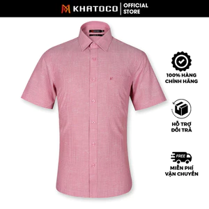 Sơ Mi Caro Tay Ngắn Màu Hồng, Form Tailor Fit Chống Nhăn, Lai Ngang - Áo Nam Khatoco