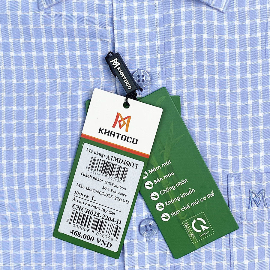 Sơ Mi Caro Tay Dài Màu Xanh Dương -Trắng, Form Tailor Fit Chống Nhăn, Lai Bầu - Áo Nam Khatoco