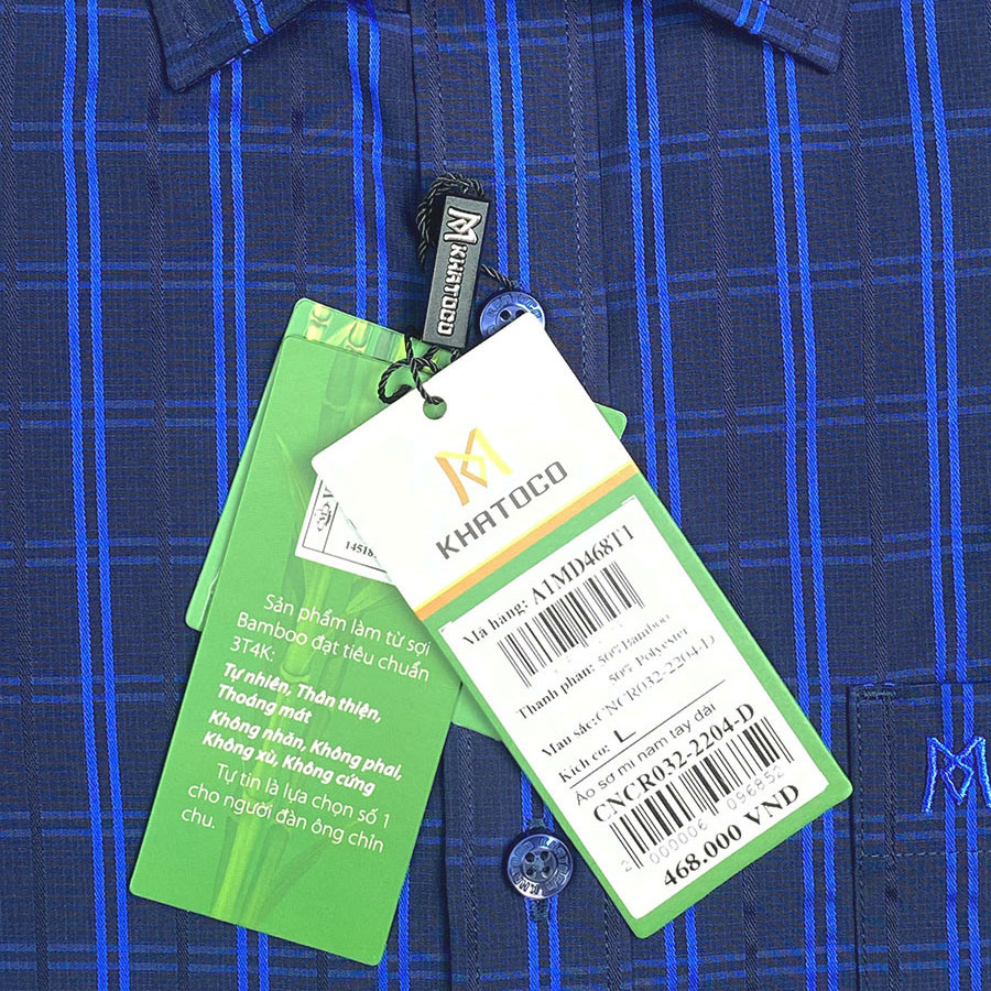 Sơ Mi Caro Tay Dài Màu Xanh Navy - Xanh Dương, Form Tailor Fit Chống Nhăn, Lai Bầu - Áo Nam Khatoco
