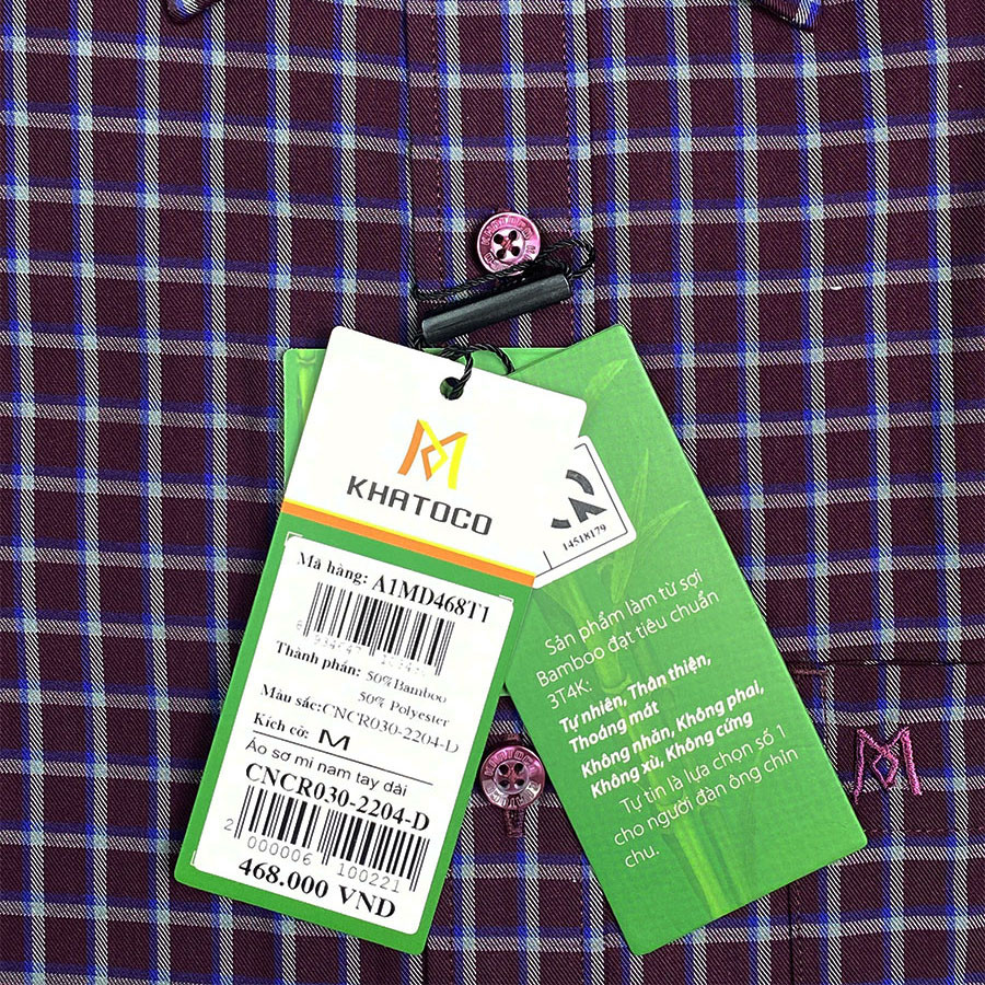 Sơ Mi Caro Tay Dài Màu Đỏ Đô, Form Tailor Fit Chống Nhăn, Lai Bầu - Áo Nam Khatoco