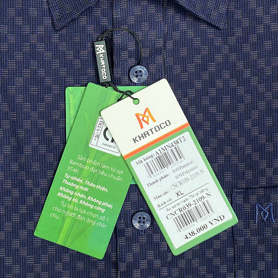 Sơ Mi  Tay Ngắn Màu Xanh Navy, Form Tailor Fit Chống Nhăn, Lai Ngang - Áo Nam Khatoco, quà tặng