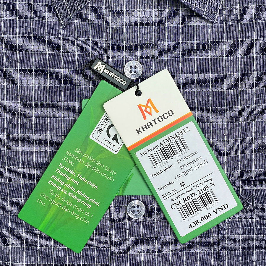 Sơ Mi Caro Tay Ngắn Màu Xám - Trắng, Form Tailor Fit Chống Nhăn, Lai Ngang - Áo Nam Khatoco quà tặng