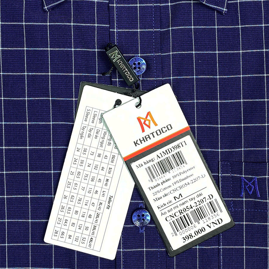 Sơ Mi Caro Tay Dài Màu Xanh Navy, Form Tailor Fit Chống Nhăn, Lai Bầu - Áo Nam Khatoco
