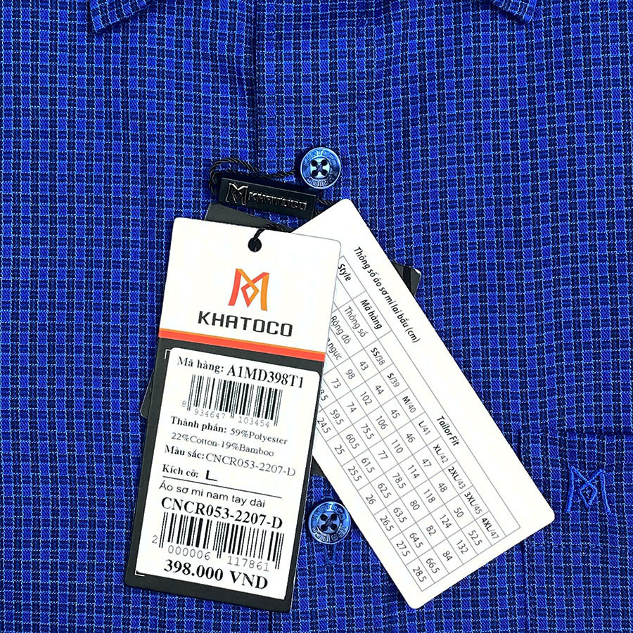 Sơ Mi Caro Tay Dài Màu Xanh Navy - Đen, Form Tailor Fit Chống Nhăn, Lai Bầu - Áo Nam Khatoco