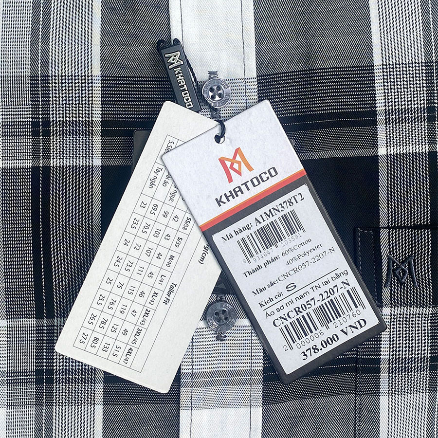 Sơ Mi Caro, Tay Ngắn Màu Xám - Trắng, Form Tailor Fit Chống Nhăn, Lai Ngang - Áo Nam Khatoco