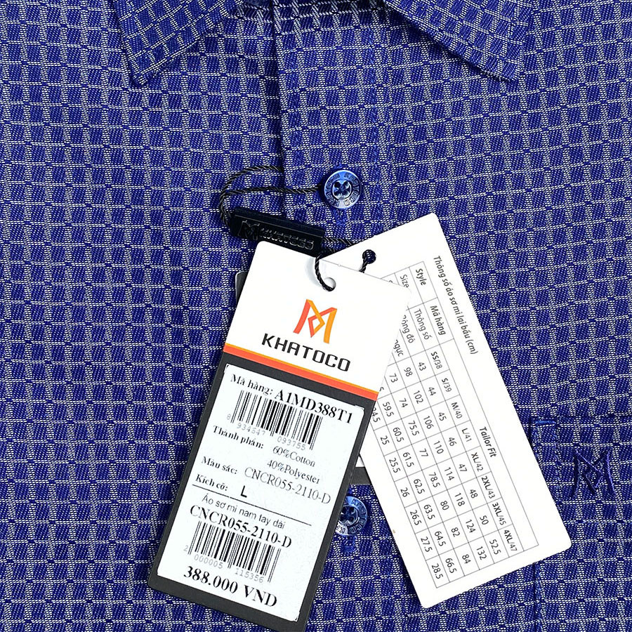 Sơ Mi Caro Tay Dài Màu Xanh Navy- Trắng, Form Tailor Fit Chống Nhăn, Lai Bầu - Áo Nam Khatoco