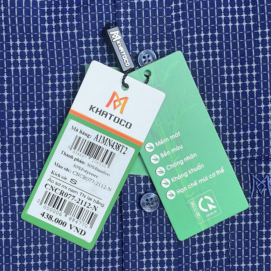 Sơ Mi Caro Tay Ngắn Màu Xanh Navy, Form Tailor Fit Chống Nhăn, Lai Ngang - Áo Nam Khatoco, quà tặng