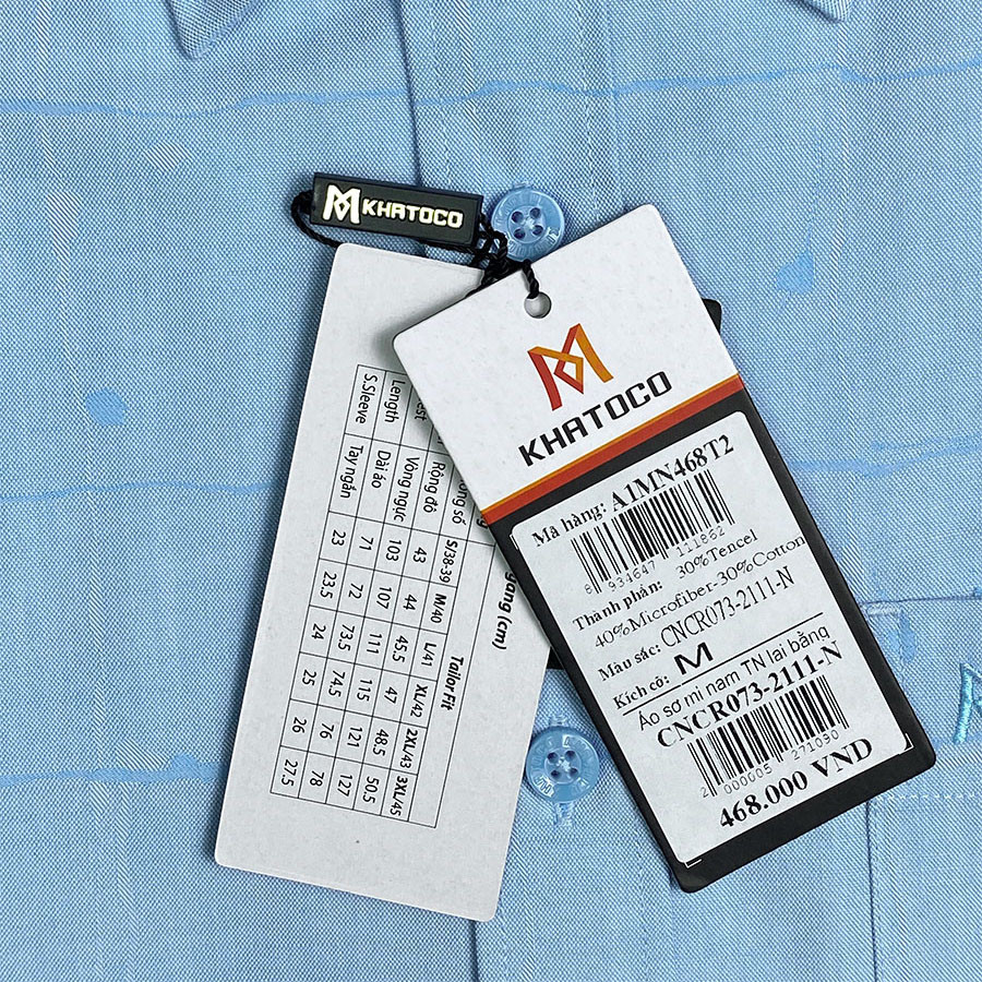 Sơ Mi Caro Tay Ngắn Xanh Dương - Xanh Navy, Form Tailor Fit Chống Nhăn, Lai Ngang - Áo Nam Khatoco