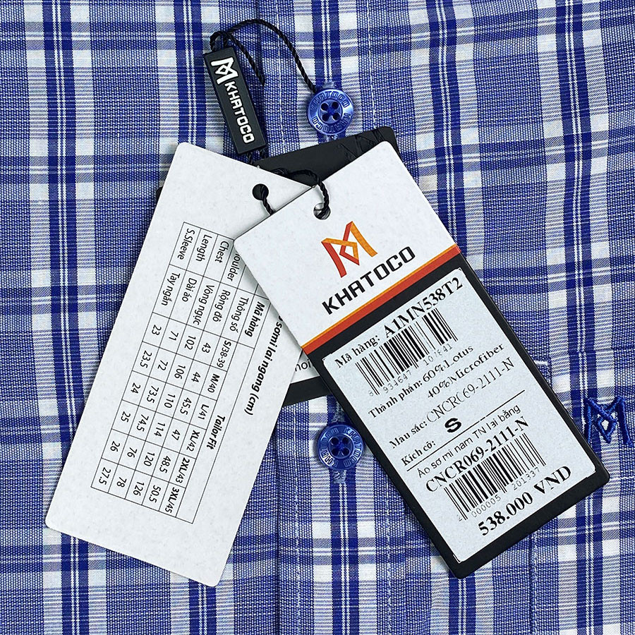 Sơ Mi Caro Tay Ngắn Màu Navy - Xanh Dương, Form Tailor Fit Chống Nhăn, Lai Ngang  Áo Nam Khatoco