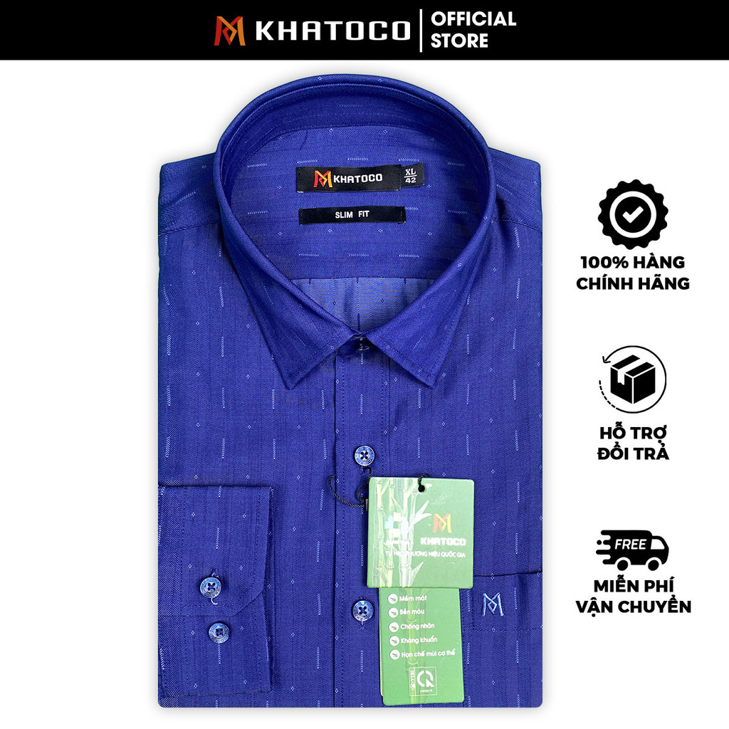 Sơ Mi  Tay Dài Màu Xanh Navy, Form Slim Fit Chống Nhăn, Lai Bầu - Áo Nam Khatoco