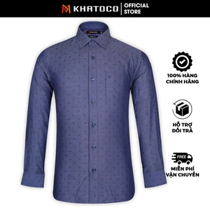 Sơ Mi Caro Tay Dài Màu Xanh Navy-Trắng, Form Tailor Fit Chống Nhăn, Lai Bầu - Áo Nam Khatoco