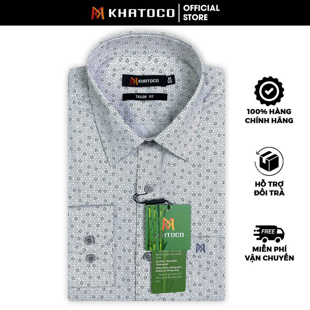 Sơ Mi  Tay Dài Màu Xám - Trắng, Form Tailor Fit Chống Nhăn, Lai Bầu - Áo Nam Khatoco