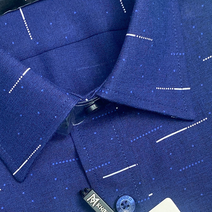Sơ Mi  Tay Ngắn Màu Xanh Navy, Form Tailor Fit Chống Nhăn, Lai Ngang - Áo Nam Khatoco