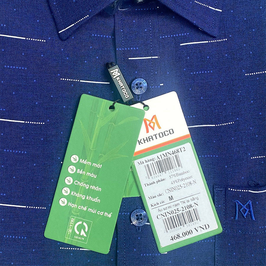Sơ Mi  Tay Ngắn Màu Xanh Navy, Form Tailor Fit Chống Nhăn, Lai Ngang - Áo Nam Khatoco