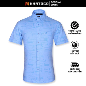 Sơ Mi Tay Ngắn Màu Xanh Lam, Form Tailor Fit Chống Nhăn, Lai Ngang - Áo Nam Khatoco