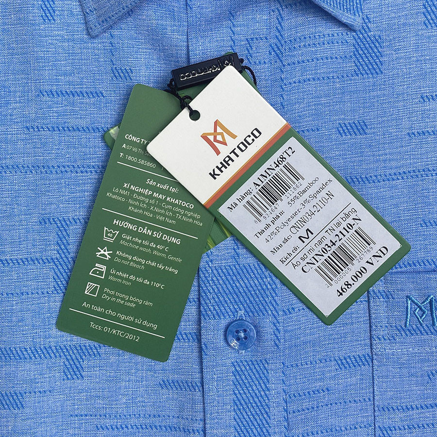 Sơ Mi  Tay Ngắn Màu Xanh Lam, Form Tailor Fit Chống Nhăn, Lai Ngang - Áo Nam Khatoco