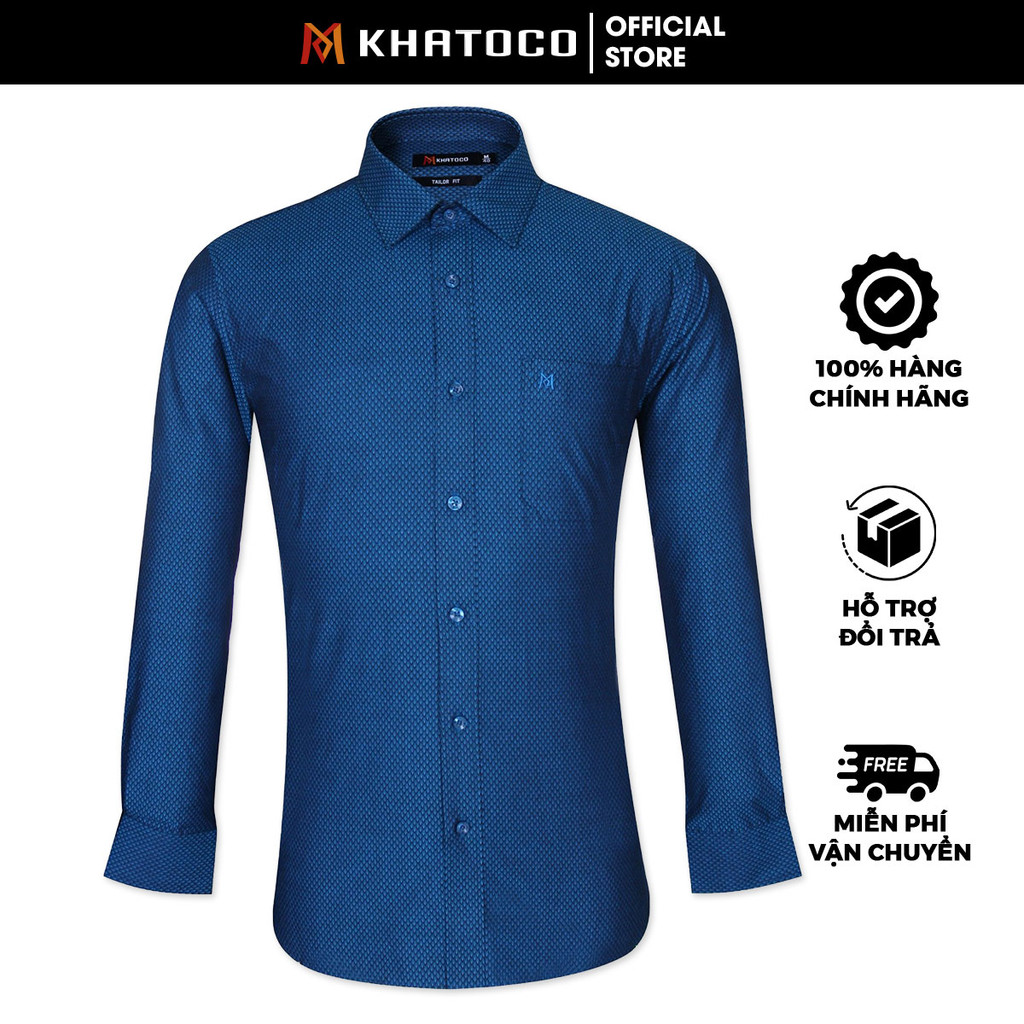 Sơ Mi Caro Tay Dài Màu Xanh - Đen, Form Tailor Fit Chống Nhăn, Lai Bầu - Áo Nam Khatoco