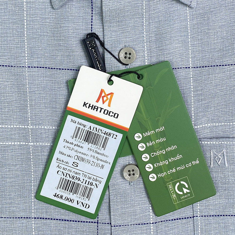 Sơ Mi Caro Tay Ngắn Màu Xám - Trắng, Form Tailor Fit, Chống Nhăn, Lai Ngang - Áo Nam Khatoco