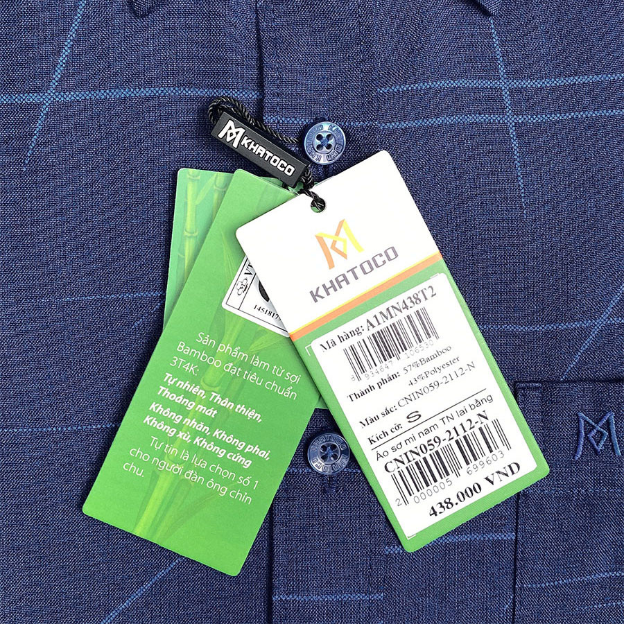 Sơ Mi  Tay Ngắn Màu Xanh Navy - Xanh Dương, Form Tailor Fit Chống Nhăn, Lai Ngang Áo Nam Khatoco