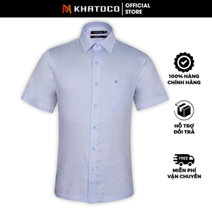 Sơ Mi Trơn Tay Ngắn Màu Xanh Dương, Form Tailor Fit Chống Nhăn, Lai Ngang - Áo Nam Khatoco