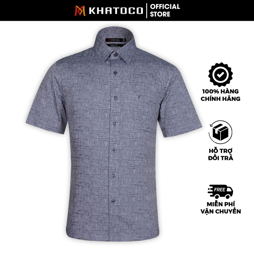 Sơ Mi  Tay Ngắn Màu Xám, Form Tailor Fit Chống Nhăn, Lai Ngang - Áo Nam Khatoco