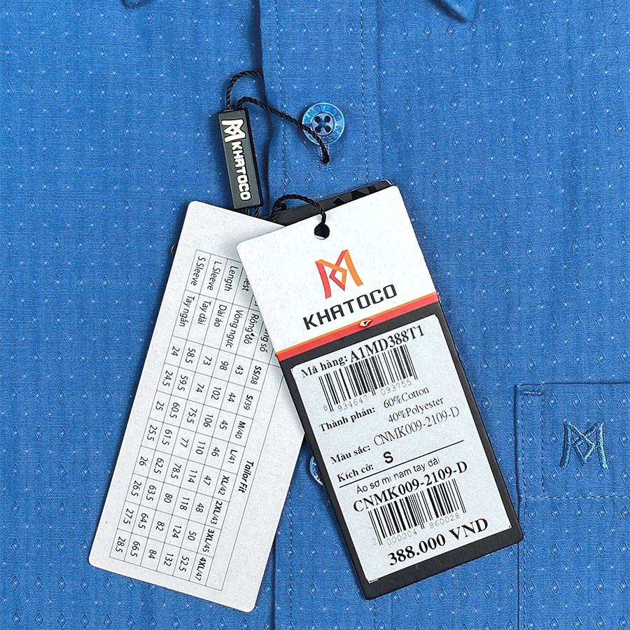 Sơ Mi Họa Tiết Tay Dài Màu Xanh, Form Tailor Fit Chống Nhăn, Lai Bầu - Áo Nam Khatoco