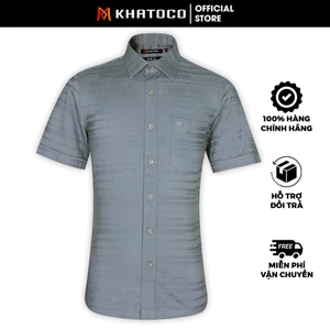 Sơ Mi Trơn Tay Ngắn Màu Xanh, Form Tailor Fit Chống Nhăn, Lai Ngang - Áo Nam Khatoco