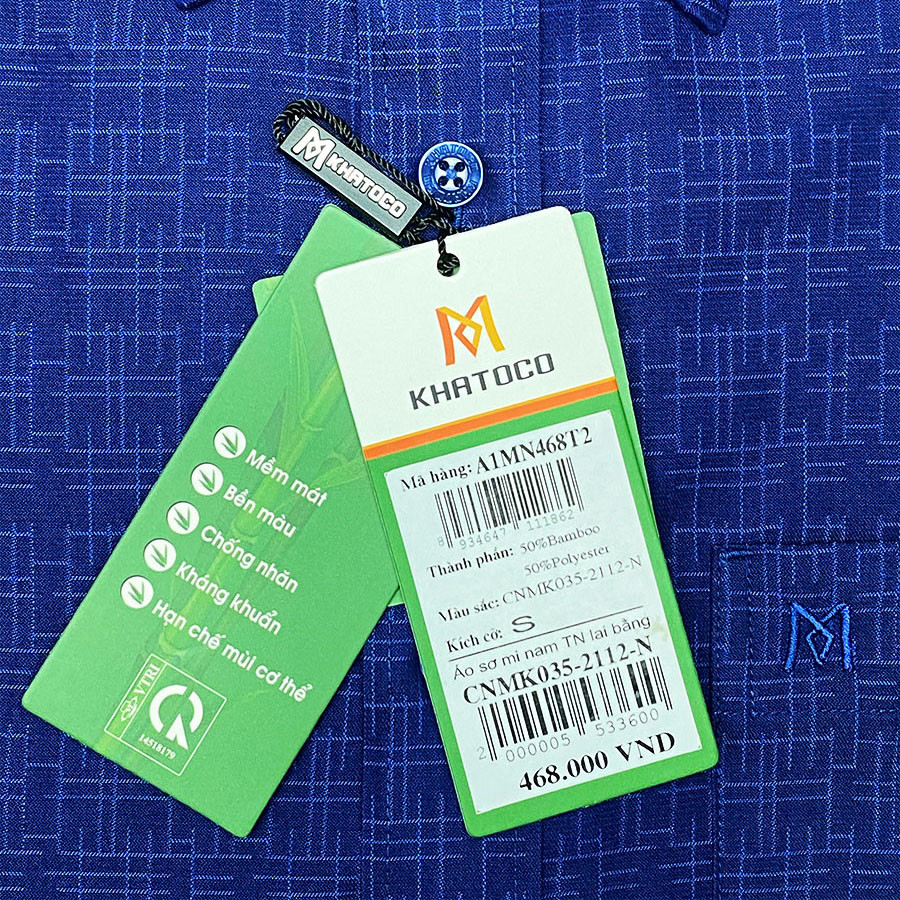 Sơ Mi  Tay Ngắn Màu Xanh Navy, Form Tailor Fit Chống Nhăn, Lai Ngang - Áo Nam Khatoco, quà tặng nam