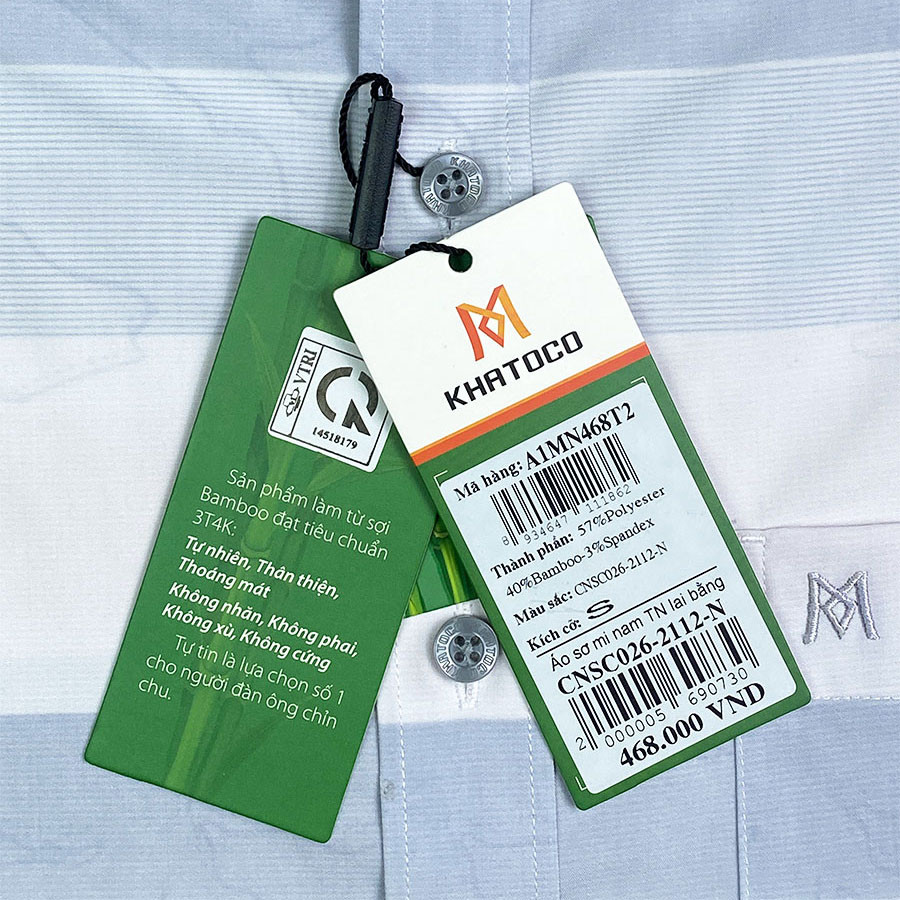 Sơ Mi Sọc Ngang Tay Ngắn Màu Trắng - Xám, Form Tailor Fit Chống Nhăn, Lai Ngang - Áo Nam Khatoco