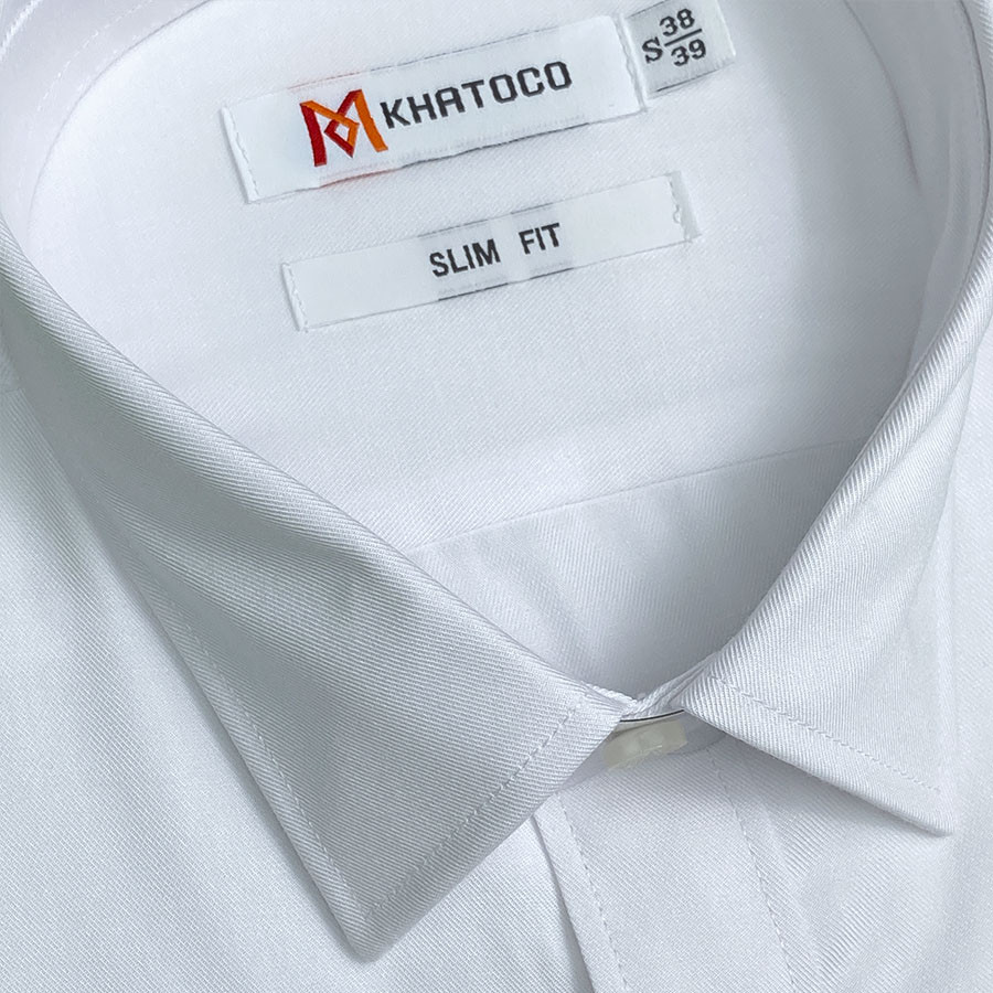 Sơ Mi Trơn Tay Ngắn Màu Trắng, Form Slim Fit Chống Nhăn, Lai Bầu - Áo Nam Khatoco