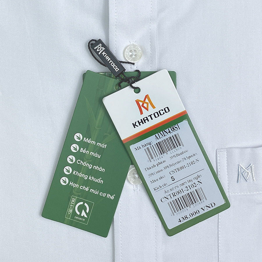 Sơ Mi Trơn Tay Ngắn Màu Trắng, Form Slim Fit Chống Nhăn, Lai Bầu - Áo Nam Khatoco