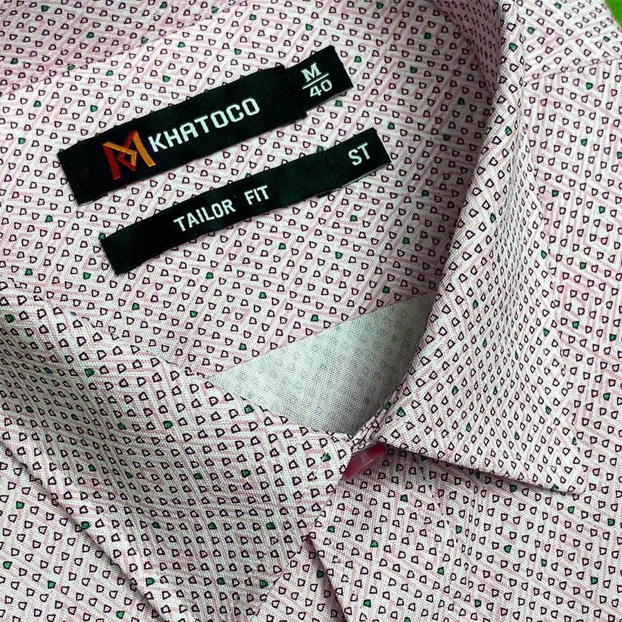 Sơ Mi Họa Tiết Tay Ngắn Màu Vàng - Nâu, Form Tailor Fit Chống Nhăn, Lai Ngang - Áo Nam Khatoco