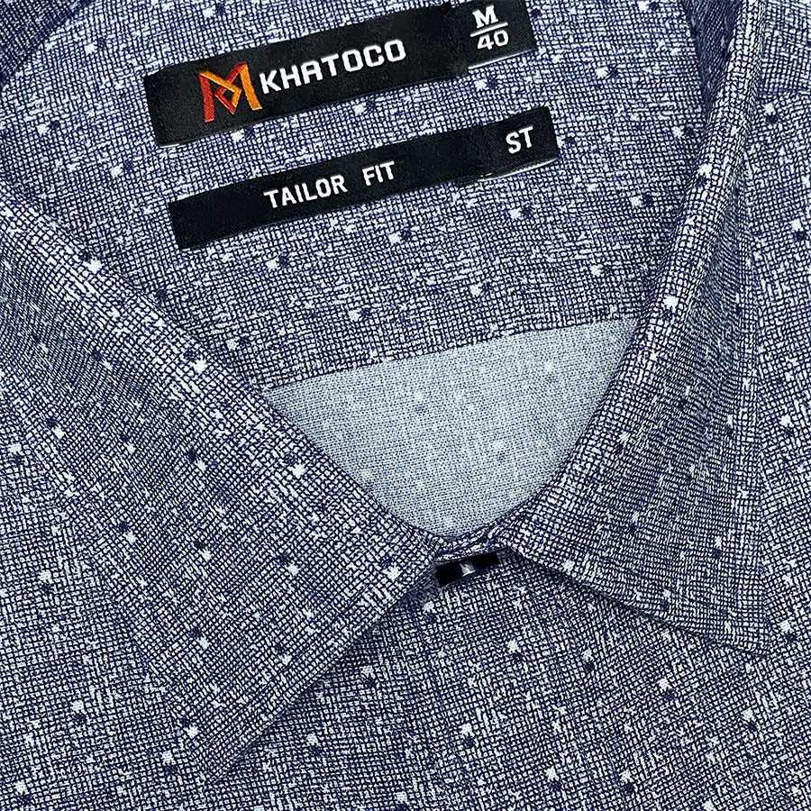 Sơ Mi  Tay Ngắn Màu Xám - Trắng, Form Tailor Fit Chống Nhăn, Lai Ngang - Áo Nam Khatoco, quà tặng