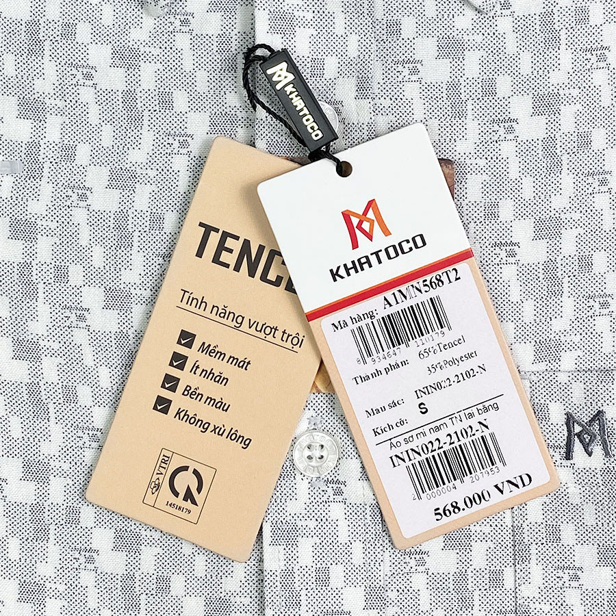 Sơ Mi  Tay Ngắn Màu Xám - Trắng, Form Tailor Fit Chống Nhăn, Lai Ngang - Áo Nam Khatoco