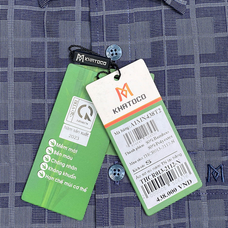 Sơ Mi Caro Tay Ngắn Màu Xanh, Form Tailor Fit Chống Nhăn, Lai Ngang - Áo Nam Khatoco