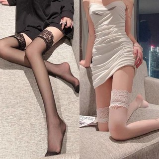 Tất vớ đùi nữ trơn sexy viền hoa ren mỏng quyến rũ TAT02 Tớ vớ nữ tất đùi thun trơn hoa ren gợi cảm