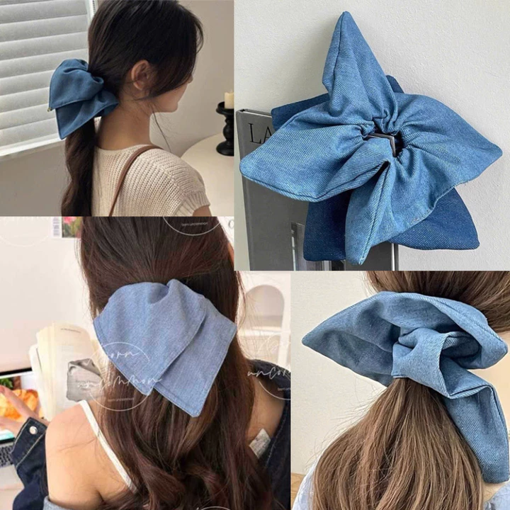 Buộc Tóc Scrunchies Denim Bigsize Hình Vuông Vintage Cột tóc Size Lớn GENCI SCJVL