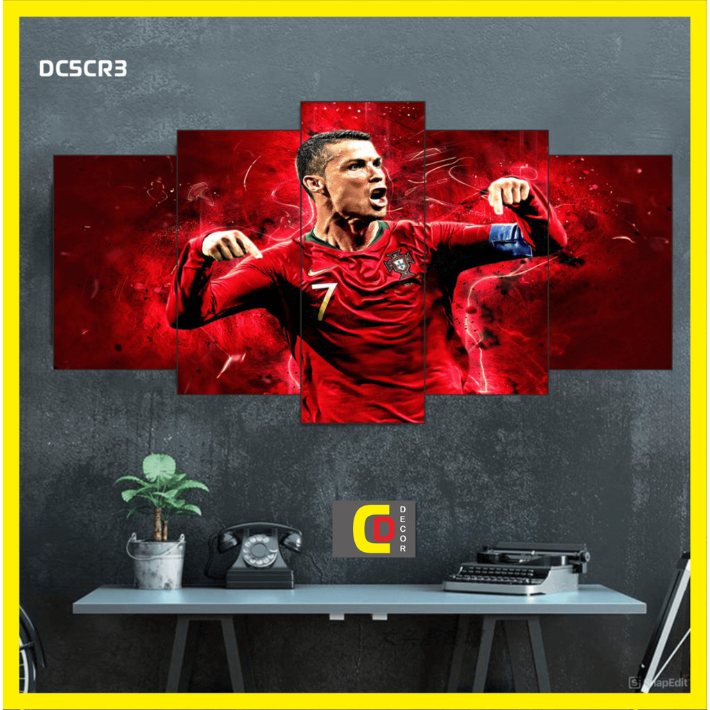 Bộ 5 Tấm Tranh Tráng Gương Ghép Decor CR7 - CRISTIANO RONALDO - BÓNG ĐÁ Dán Tường Kèm Keo 3M siêu bám dính