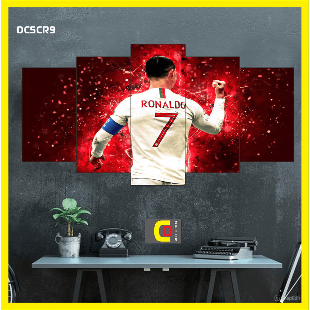 Bộ 5 Tấm Tranh Tráng Gương Ghép Decor CR7 - CRISTIANO RONALDO - BÓNG ĐÁ Dán Tường Kèm Keo 3M siêu bám dính