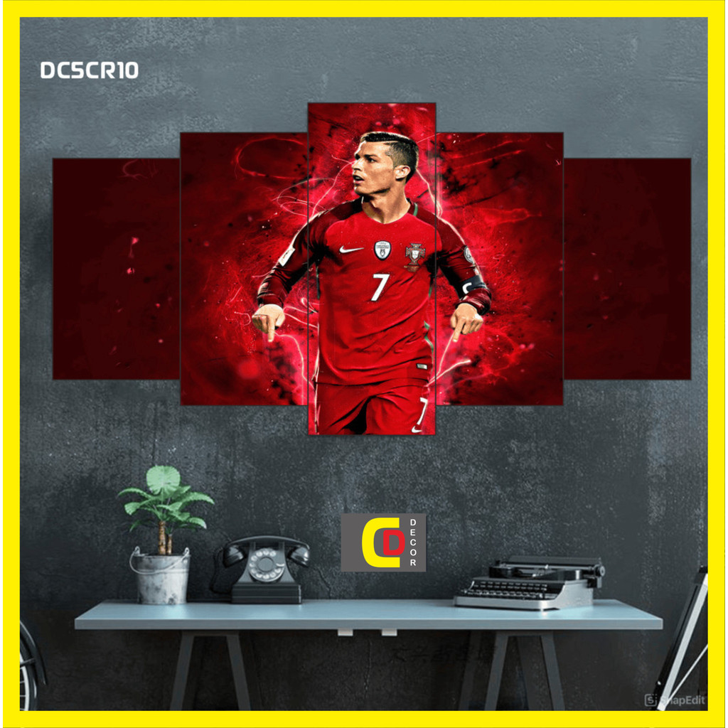 Bộ 5 Tấm Tranh Tráng Gương Ghép Decor CR7 - CRISTIANO RONALDO - BÓNG ĐÁ Dán Tường Kèm Keo 3M siêu bám dính