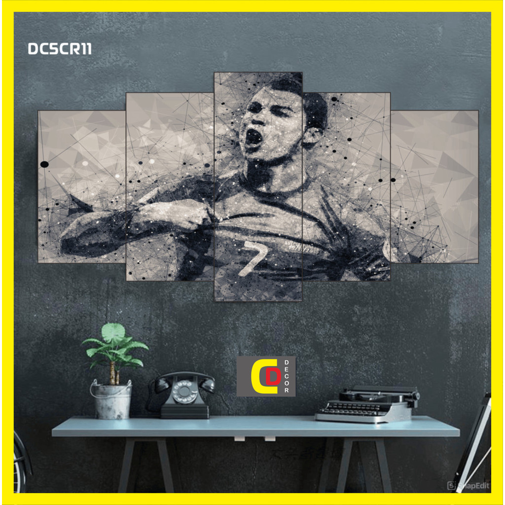 Bộ 5 Tấm Tranh Tráng Gương Ghép Decor CR7 - CRISTIANO RONALDO - BÓNG ĐÁ Dán Tường Kèm Keo 3M siêu bám dính