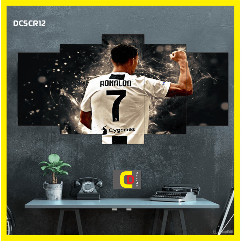Bộ 5 Tấm Tranh Tráng Gương Ghép Decor CR7 - CRISTIANO RONALDO - BÓNG ĐÁ Dán Tường Kèm Keo 3M siêu bám dính